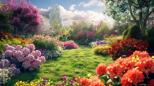  A beautiful garden with a variety of colorful flowers