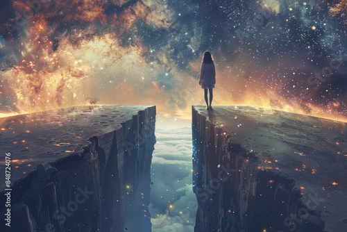 A hateful argument causing a rift in reality, creating two parallel universes, scifi, digital rendering