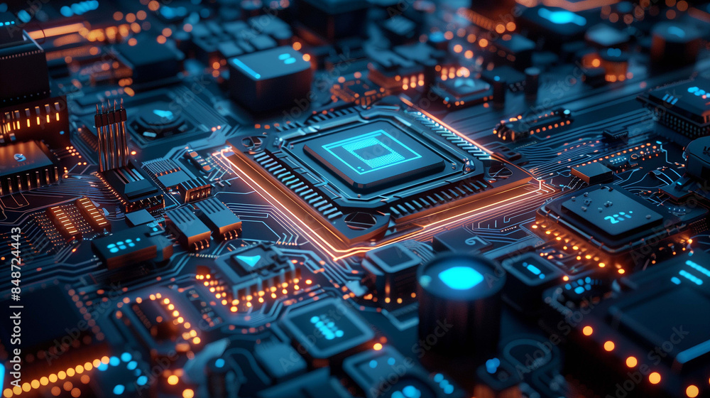 Fototapeta premium 3D depiction of advanced cybersecurity systems protecting data