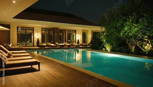 Modern Luxury House With Private Swimming Pool In Dawn