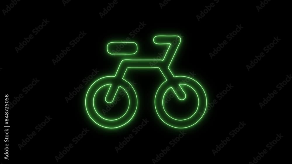 Neon Glowing Bicycle Icon and Symbol Animation on Black Background in 4K Video Neon Glowing Bicycle Icon and Symbol Animation on Black Background in 4K Video