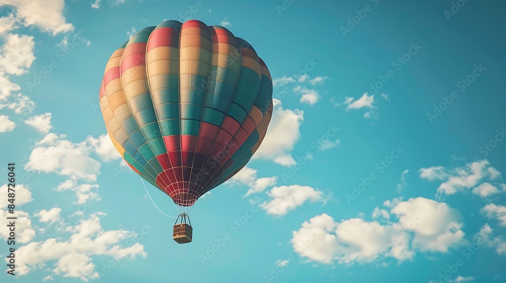 Naklejka premium A colorful hot air balloon floating in the sky