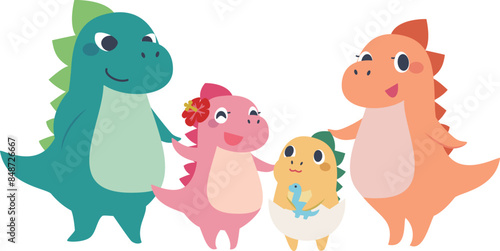 かわいい恐竜ファミリーのキャラクター