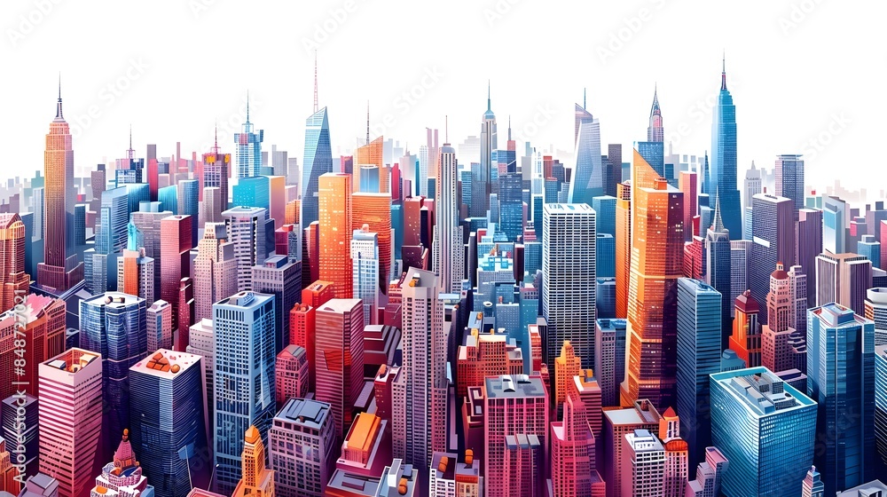 Obraz premium Expansive Cityscape with Towering Skyscrapers and Vibrant Urban Landscape