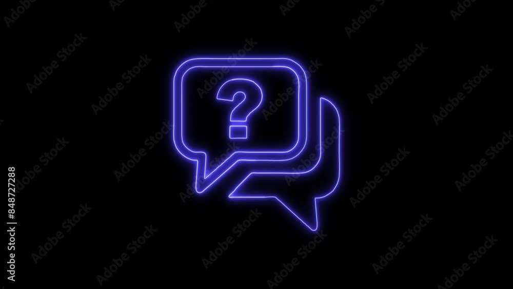 Neon Glowing How To Message Speech Bubble Icon and Symbol Animation on Black Background in 4K Video Neon Glowing How To Message Speech Bubble Icon and Symbol Animation on Black Background in 4K Video