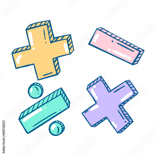 Plus and minus signs illustration cartoon doodle