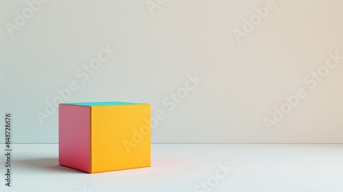 Colorful box standing alone on a white backdrop