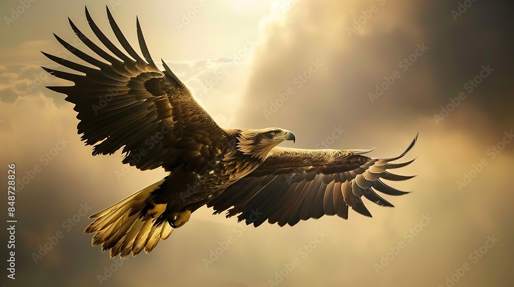 Naklejka premium A majestic eagle soaring in the sky