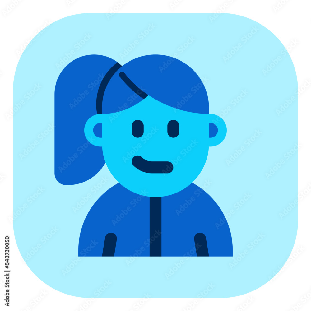 Editable sporty girl with ponytail hairstyle avatar vector icon. User, profile, identity, persona. Part of a big icon set family. Perfect for web and app interfaces, presentations, infographics, etc Editable sporty girl with ponytail hairstyle avatar vector icon. User, profile, identity, persona. Part of a big icon set family. Perfect for web and app interfaces, presentations, infographics, etc