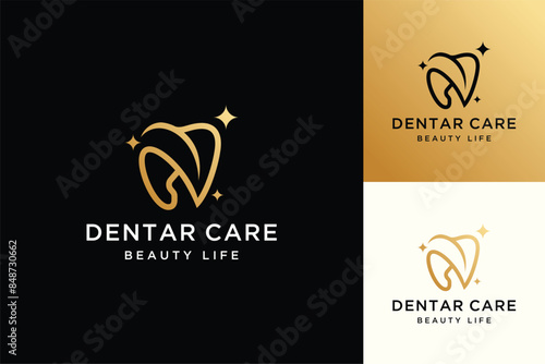 Dental Clinic  fresh logo with leaf . Dentist logo, Teeth vector logo design inspiration