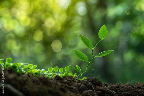 A vibrant green plant with leaves reaching for the sky, symbolizing the growing trend of sustainable investment, representing green finances and ecological practices. Generative AI