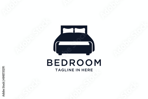 Double bed vector logo design inspiration 