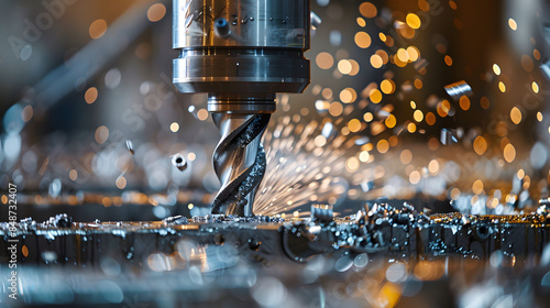 Drill press drilling a steel on contruction site