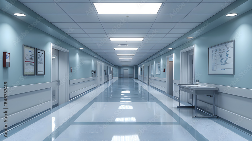 Obraz premium Healthcare Theme 3D Illustration of an Empty Emergency Room