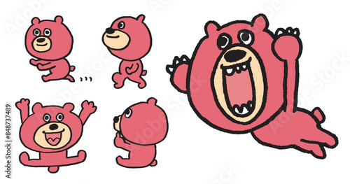 全然怖くないおもしろいピンクのかわいい熊
