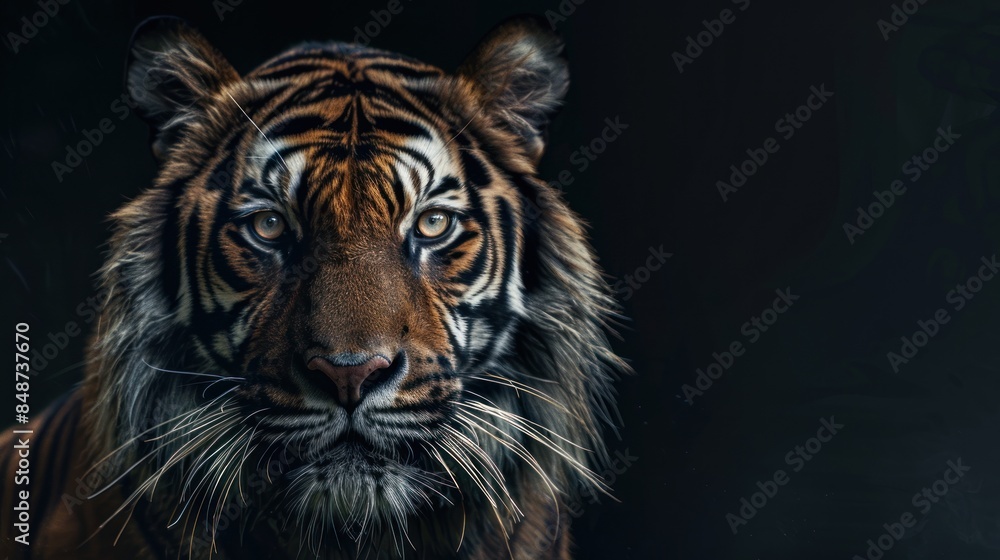 Fototapeta premium tiger on dark background.