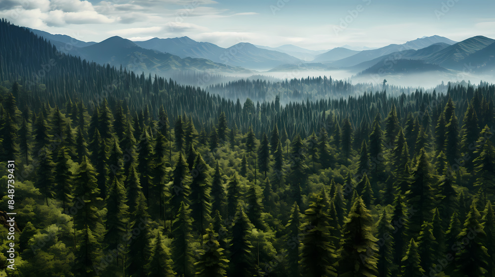 Obraz premium Aerial view of dense forest