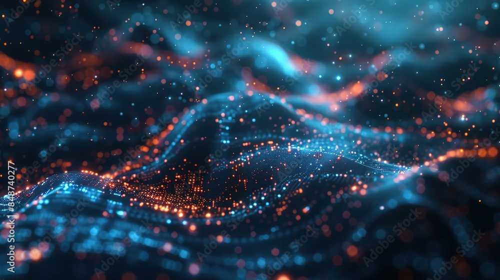 Data Charts Theme with Blue Tones, Technological Sense, Lines, Particles, Ambient Light, and Mysterious Atmosphere Data Charts Theme with Blue Tones, Technological Sense, Lines, Particles, Ambient Light, and Mysterious Atmosphere