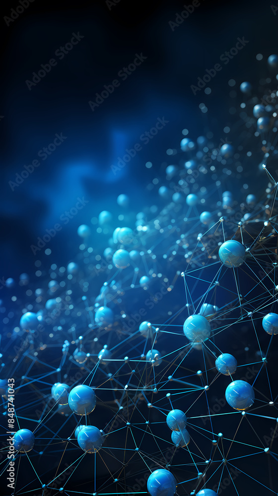 Abstract background of glowing connection network and interconnected spheres Abstract background of glowing connection network and interconnected spheres