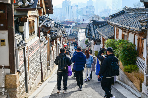 Seoul, South Korea - NOV 03, 2023: Bukchon Hanok Village