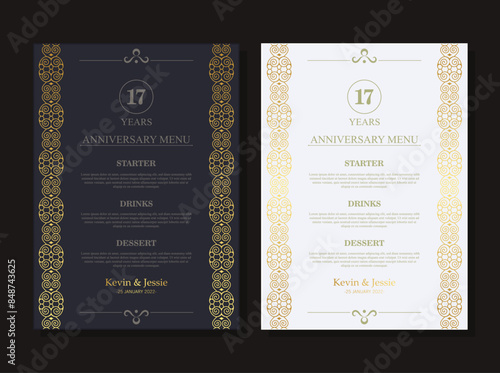 17th anniversary menu design template