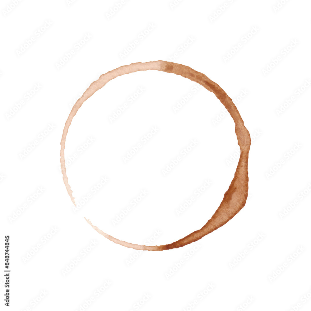 Brown abstract circle, tea stain, coffee isolated on a white background, hand-drawn. A decorative element for decoration, menu design with a place for text. A footprint, an imprint from a cup Brown abstract circle, tea stain, coffee isolated on a white background, hand-drawn. A decorative element for decoration, menu design with a place for text. A footprint, an imprint from a cup