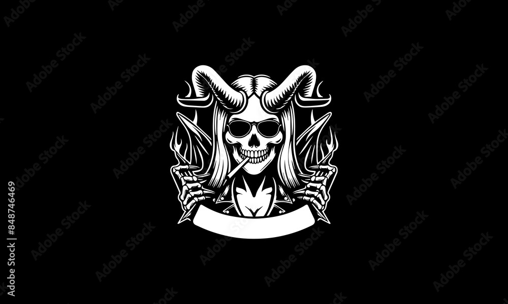 Female devil vector, Halloween logo emblem, Female devil vector, Halloween logo emblem,