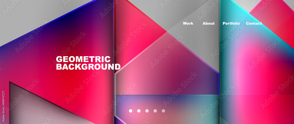 Metal triangles with colorful bright triangles. Geometric modern minimalist design template Metal triangles with colorful bright triangles. Geometric modern minimalist design template