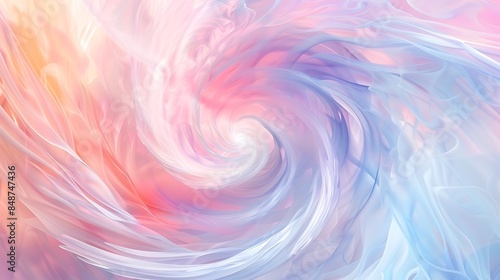 Develop an abstract background featuring a swirling vortex of pastel colors, white background