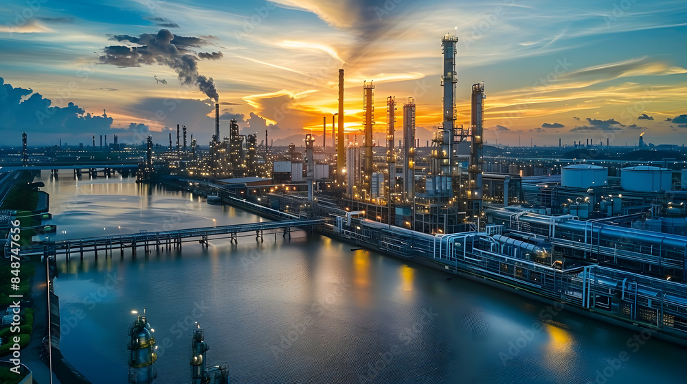 Obraz premium Petrochemical industry with Twilight sky