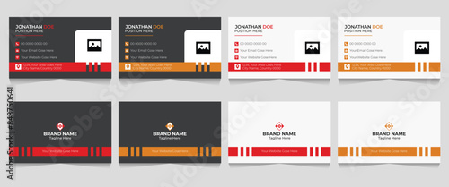 Modern business card design with multiple color variations photo