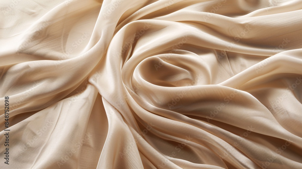 Beige fabric with a swirling texture, made of pure polyester. Beige fabric with a swirling texture, made of pure polyester.