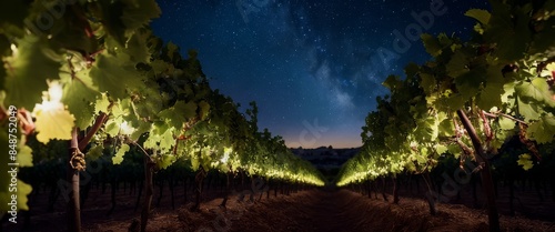 Surreal fantasy setting giant Zinfandel grapes illuminating