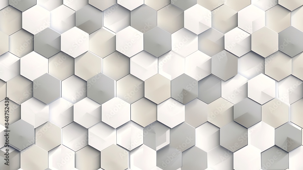 Design a seamless pattern of overlapping hexagons in shades of grey and white, white background Design a seamless pattern of overlapping hexagons in shades of grey and white, white background