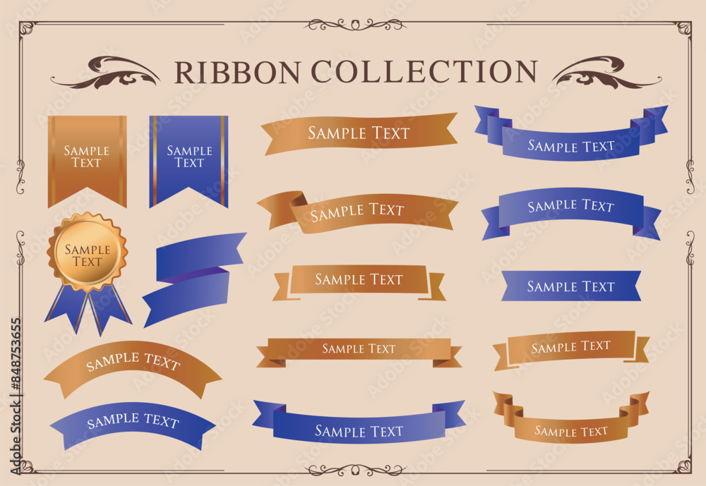 Ribbon decoration design set and antique borders and frames design
Ribbon decoration design set and antique borders and frames design
