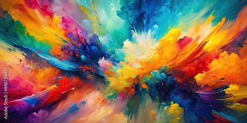 Vibrant abstract painting with dynamic brushstrokes , abstract, expressionist, colorful, artistic, vibrant © sompong