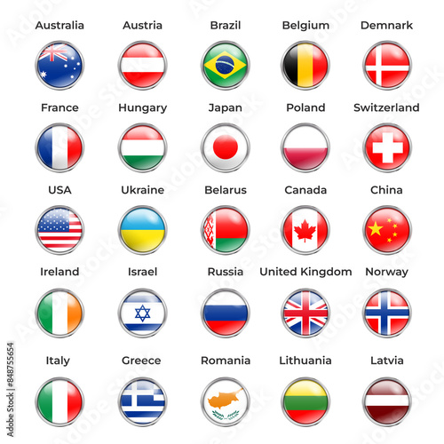 Free Download Flags of the World buttons. Transparent background. PNG - GFXLoad