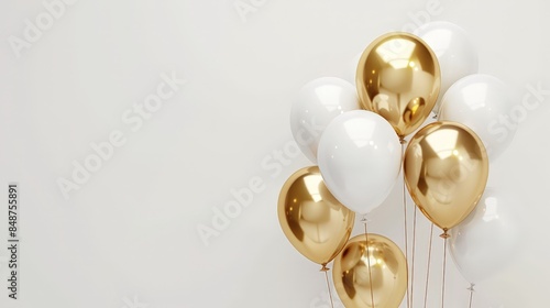 Wallpaper Mural Birthday concept. gold and white balloons on white background. accessory on white background.  Torontodigital.ca
