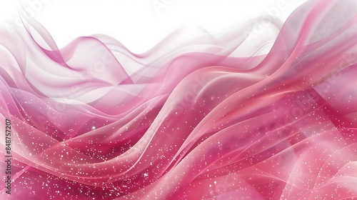 Design an abstract pattern with intertwining63. Create a smooth gradient transitioning from light pink to dark pink with subtle sparkles, white background