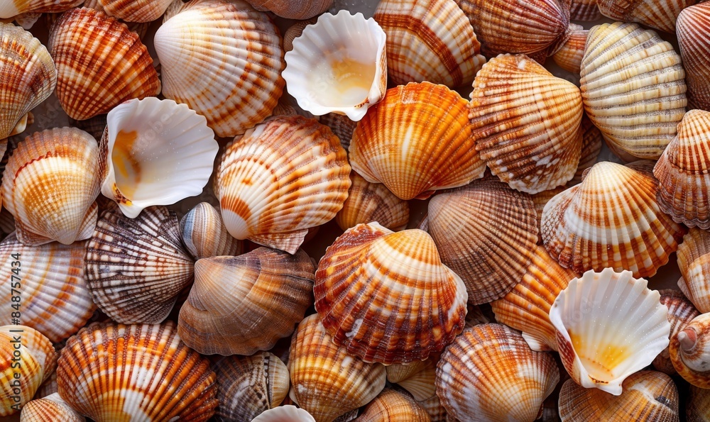 closeup of seashells in various shapes and colors closeup of seashells in various shapes and colors