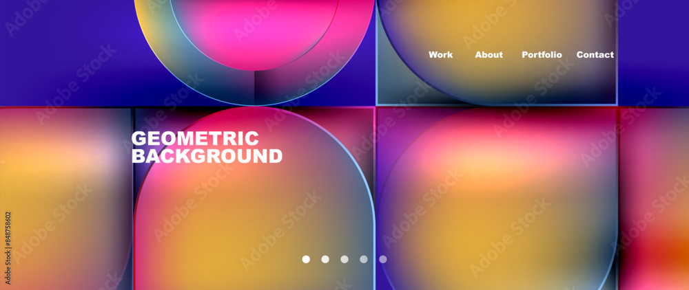 Fototapeta premium Circles and lines. Bright colorful geometry with glassmorphism effect. Vector Illustration For Wallpaper, Banner, Background, Card, Book Illustration, landing page