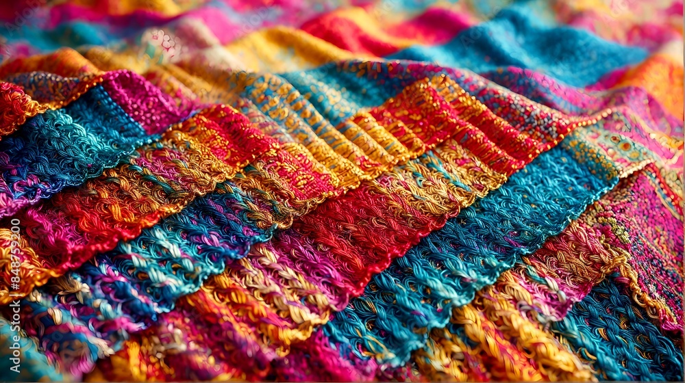 Close-up shot of intricate fabric weaves, showcasing the texture and pattern of finely woven threads in vibrant colors. Textile. 2 Close-up shot of intricate fabric weaves, showcasing the texture and pattern of finely woven threads in vibrant colors. Textile. 2