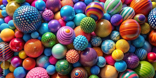 Vibrant colored balls in a variety of sizes and textures , balls, vibrant, colorful, round, spheres, playful, toys