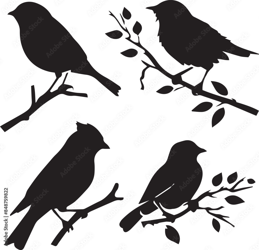 Obraz premium Birds silhouette black vector