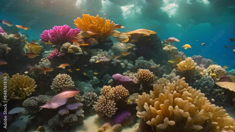 Vibrant Tropical Reef Life Under the Sunlight in the Ocean Vibrant Tropical Reef Life Under the Sunlight in the Ocean
