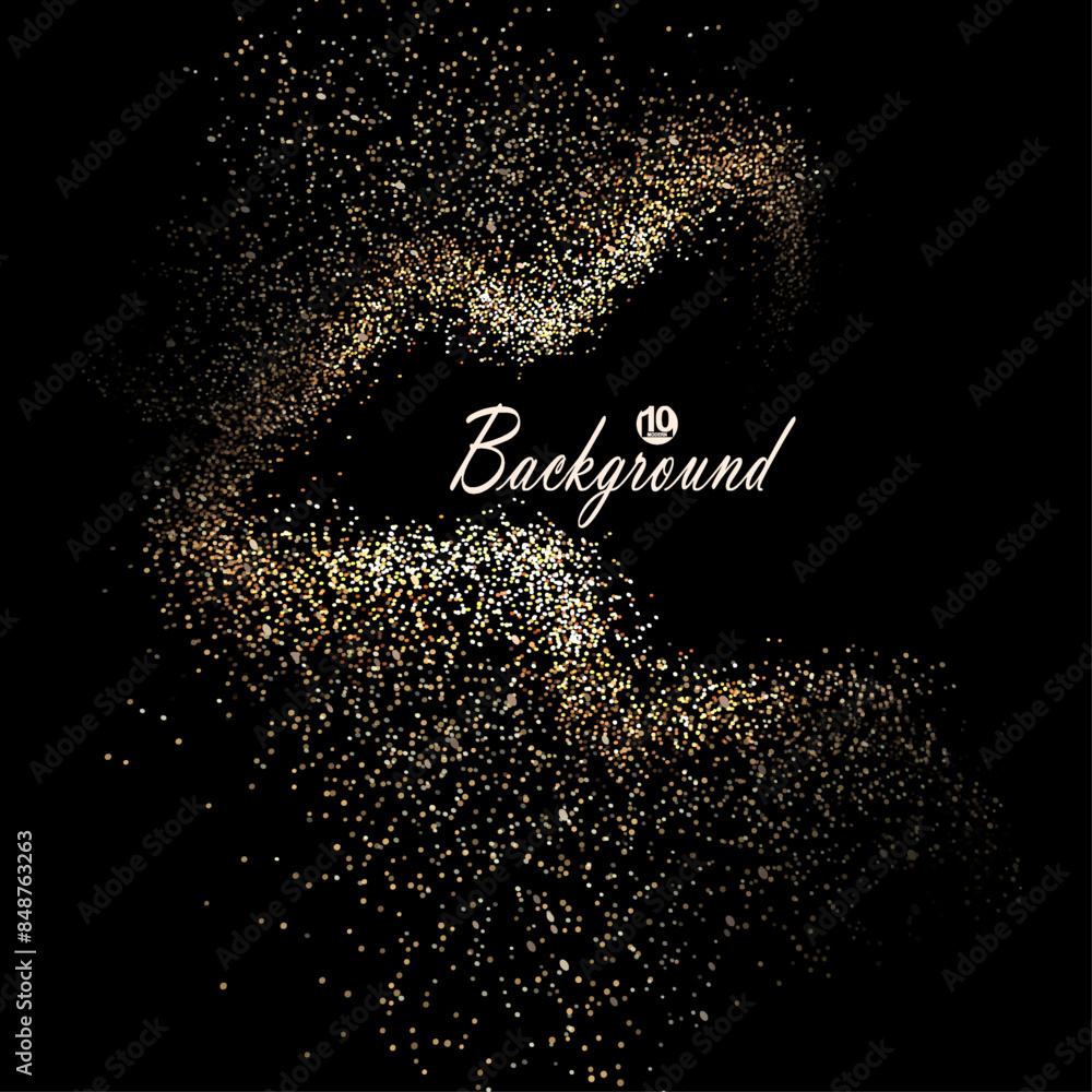 Obraz premium Abstract shiny wavy isolated frame with gold glitter, design elements.