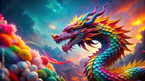 Dragon Polygon stock photo with geometric shapes and vibrant colors, dragon, polygon, abstract, geometric © rattinan