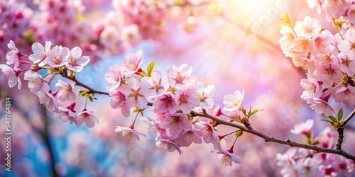 Cherry blossoms blooming in a springtime garden, nature, pink flowers, Japan, sakura, beauty, seasonal, flora, petals, outdoor