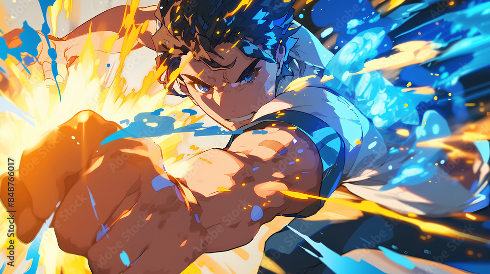 Obraz premium cool anime for male warrior characters sparks heroes