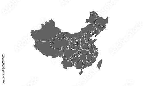 China map isolated on white background. for website layouts, background, education, precise, customizable, Travel worldwide, map silhouette backdrop, earth geography, political, reports.